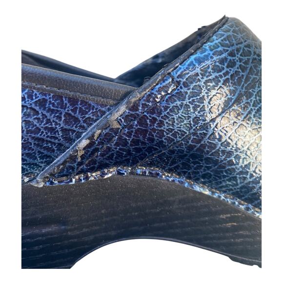 DANSKO Professional Metallic Blue Crackle Clogs EU 35 US 5 Nurse Work Shoe - Picture 15 of 16